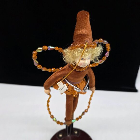 Department 56 Brown Velvet Fairy Doll Beaded Wings & Lace Skirt 10" - Picture 2 of 8